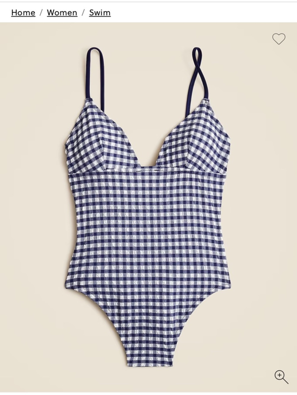 J. Crew Navy and White Gingham One-Piece Swimsuit
